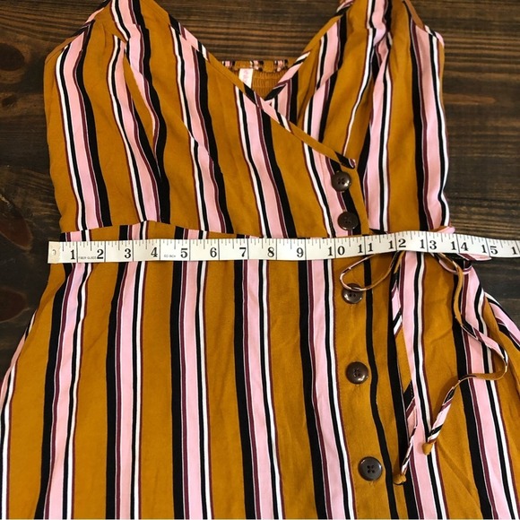 Xhileration Striped Wrap Tank Dress Women’s Size Medium Boho Lightweight Smocked - Picture 7 of 11